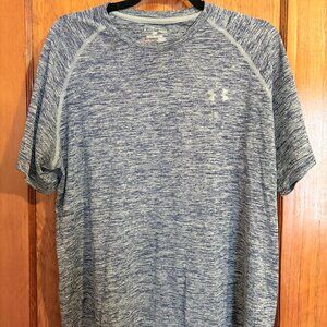 Under Armour Men's Heathered Blue HeatGear Tee-Size Large
